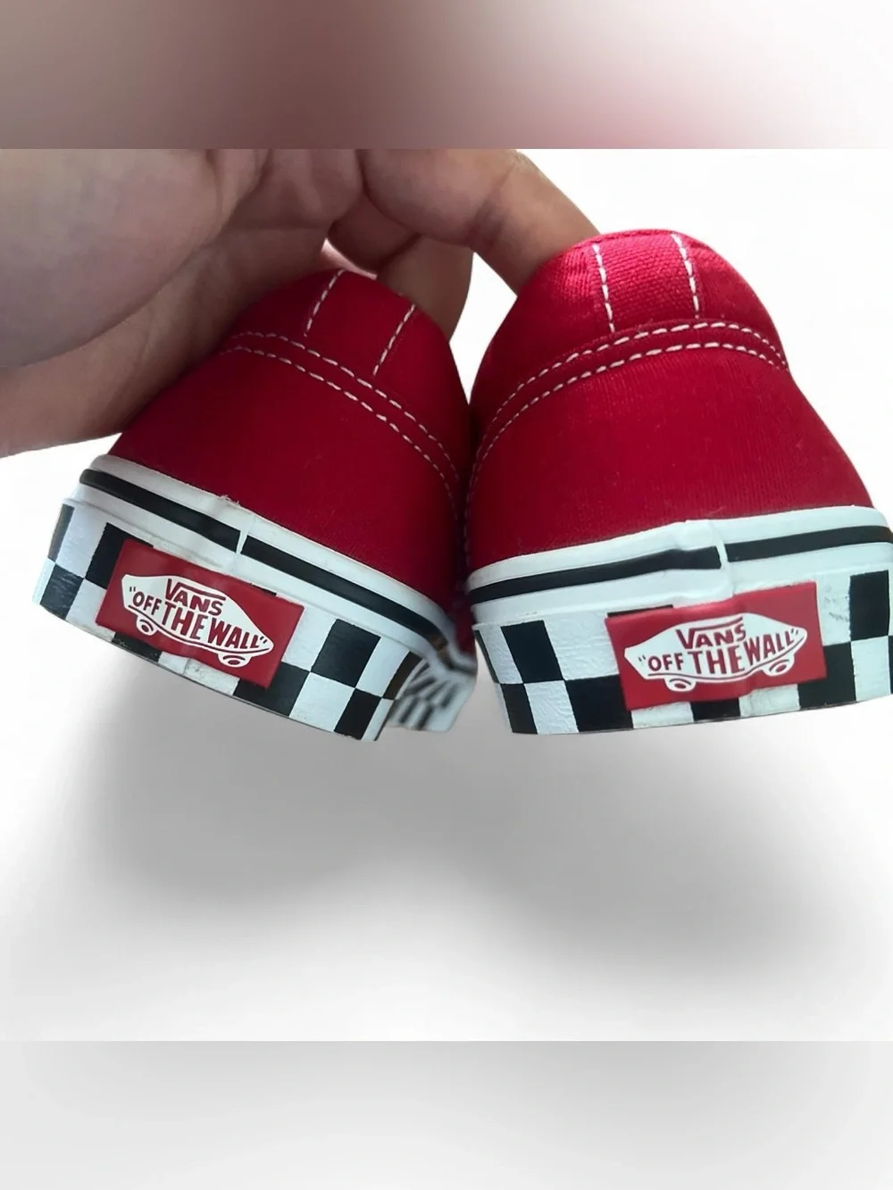Vans Red Slip-On with Checkerboard Midsole
